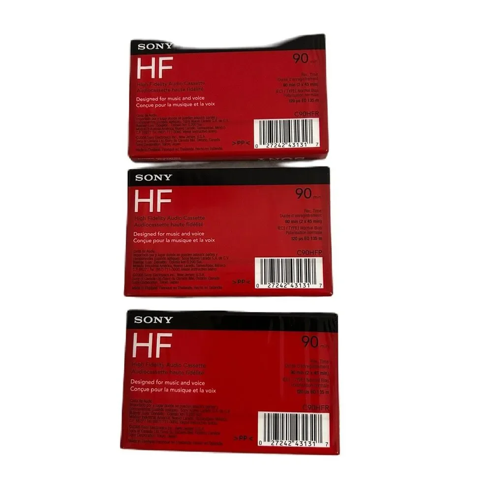 Sony HF 90 minute Audio Cassettes NEW UNOPENED Lot Of 3 Normal bias Blank Sealed